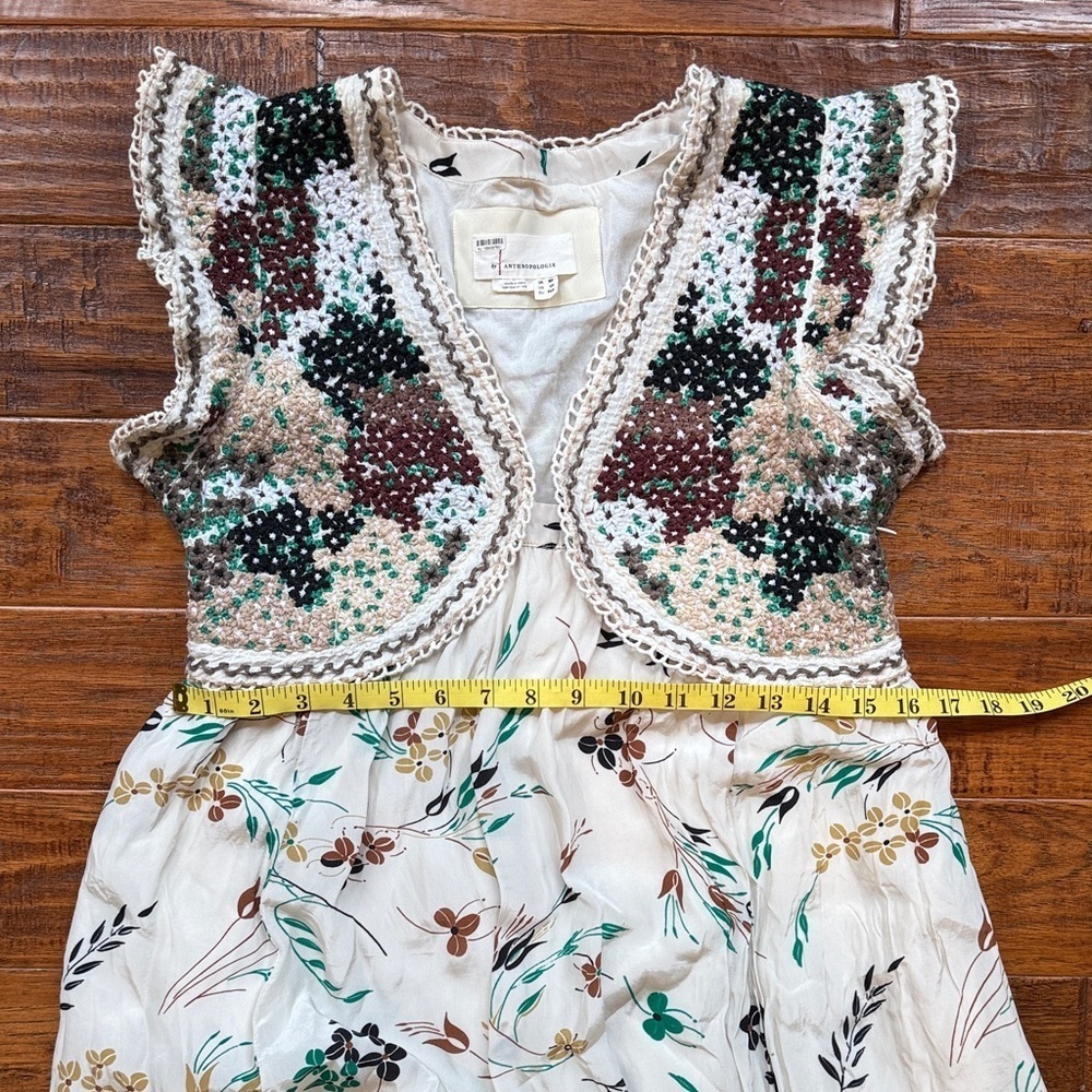Anthropologie Crochet Floral Printed V Neck Maxi, 4P - Picture 6 of 13